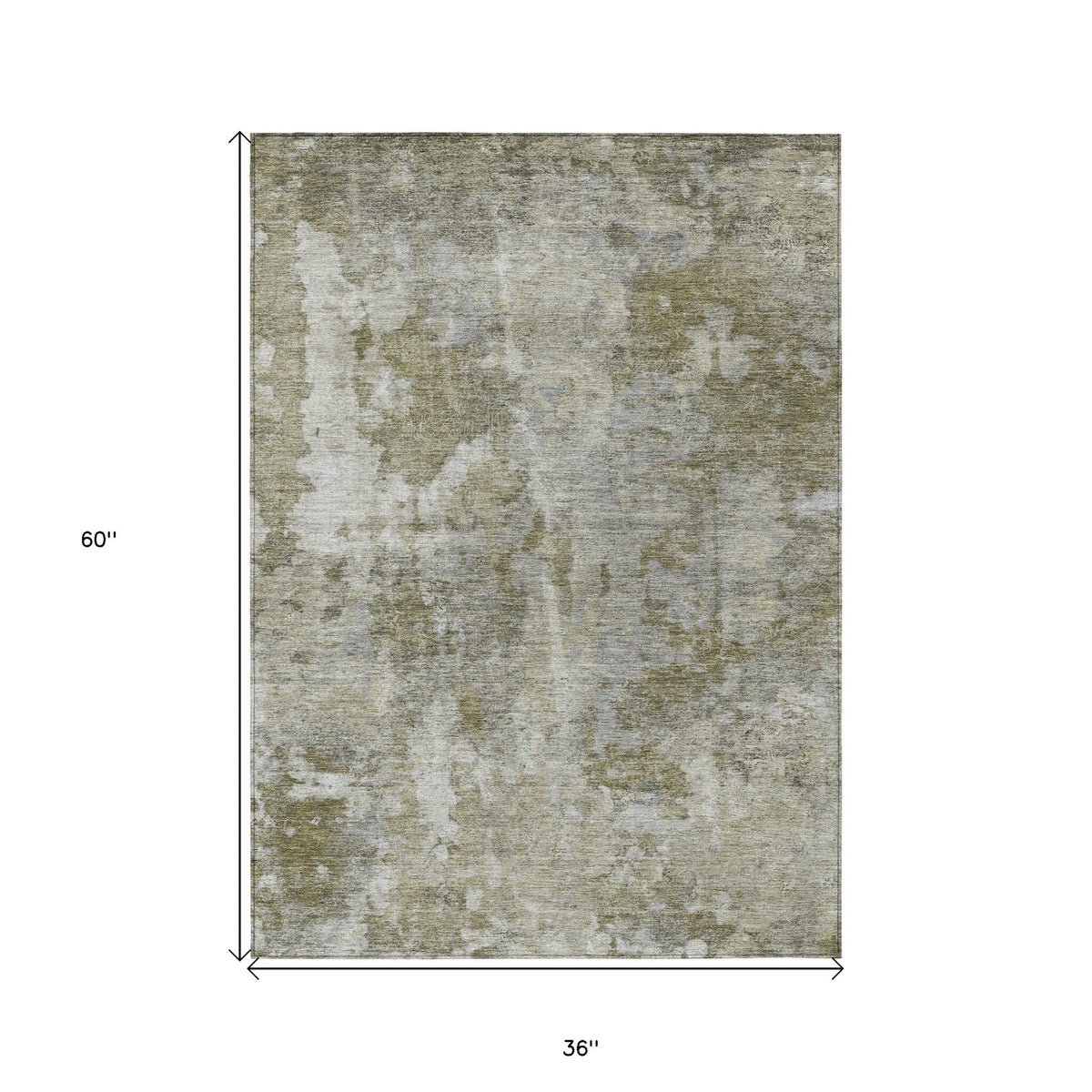 3' X 5' Green Abstract Washable Non Skid Indoor Outdoor Area Rug W2B