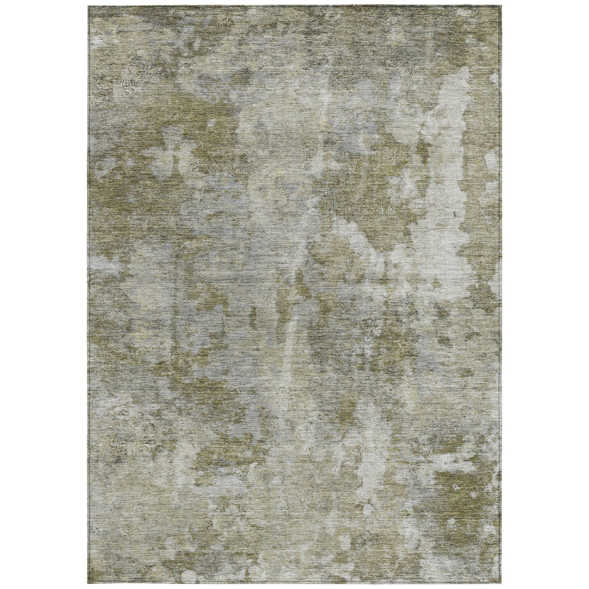 3' X 5' Green Abstract Washable Non Skid Indoor Outdoor Area Rug W2B