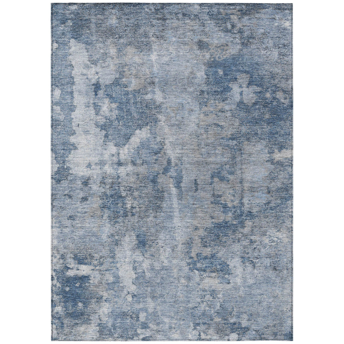 3' X 5' Blue Abstract Washable Non Skid Indoor Outdoor Area Rug W2B