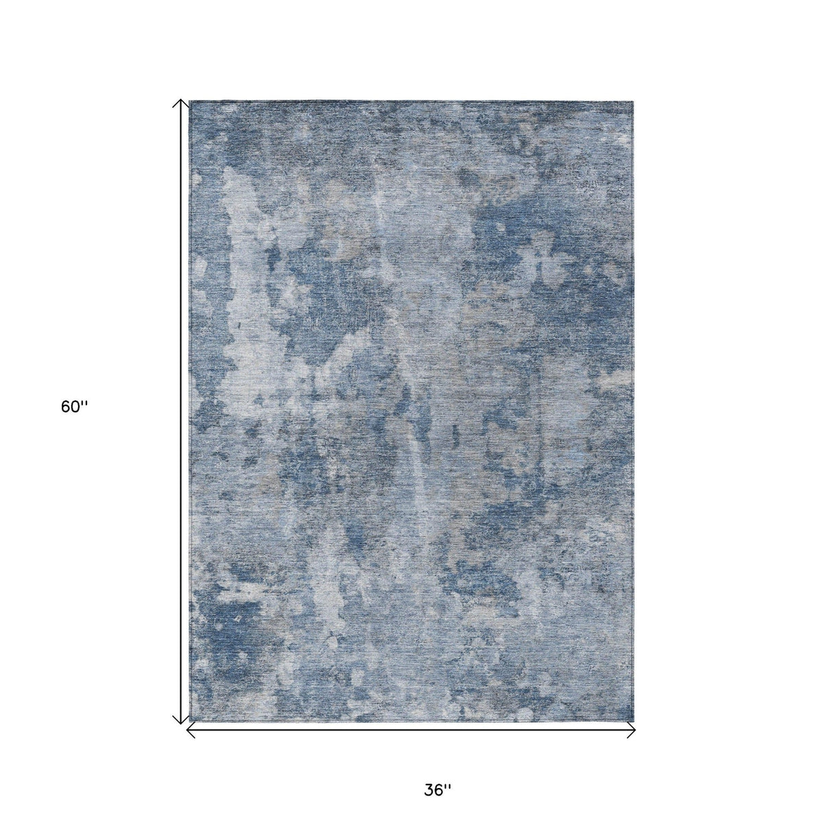 3' X 5' Blue Abstract Washable Non Skid Indoor Outdoor Area Rug W2B