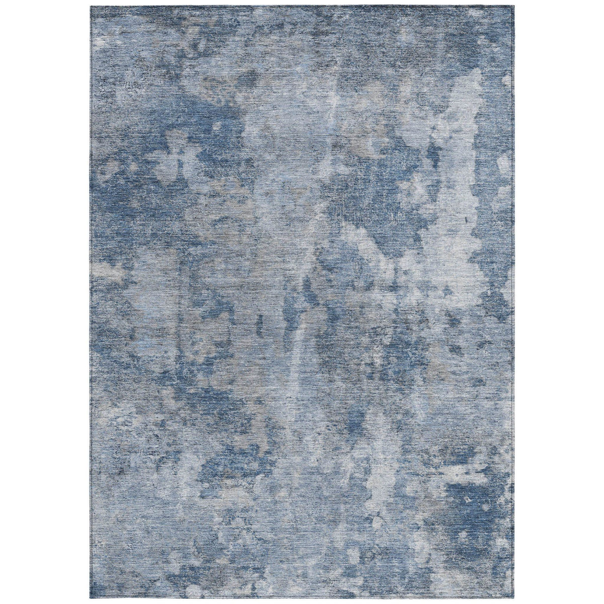 3' X 5' Blue Abstract Washable Non Skid Indoor Outdoor Area Rug W2B