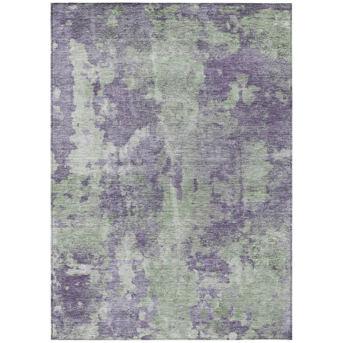 3' X 5' Purple and Green Abstract Washable Non Skid Indoor Outdoor Area Rug W2B