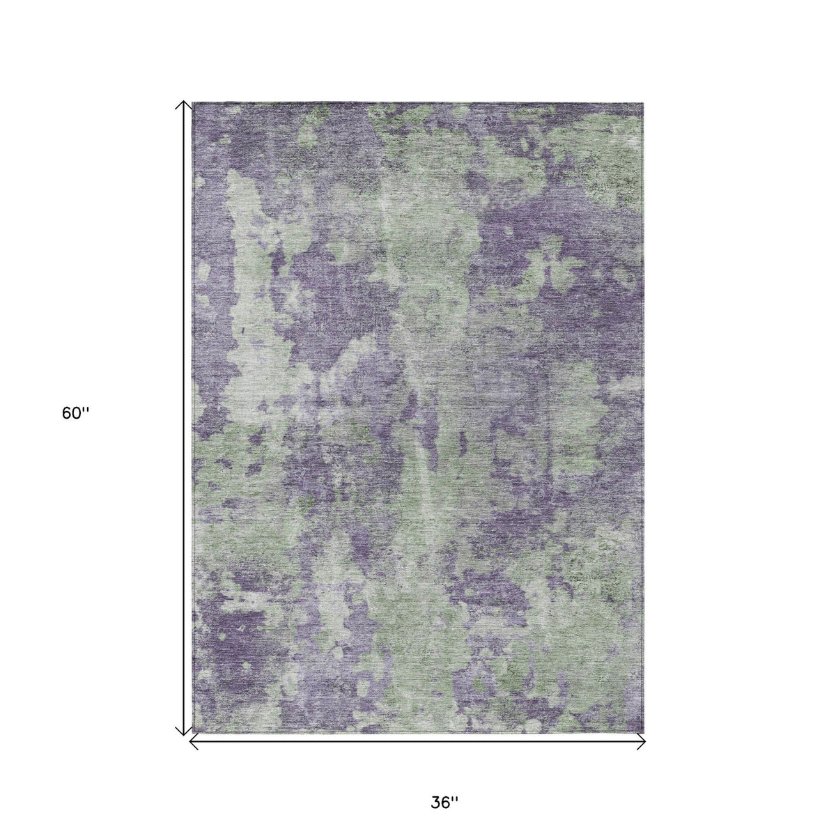 3' X 5' Purple and Green Abstract Washable Non Skid Indoor Outdoor Area Rug W2B