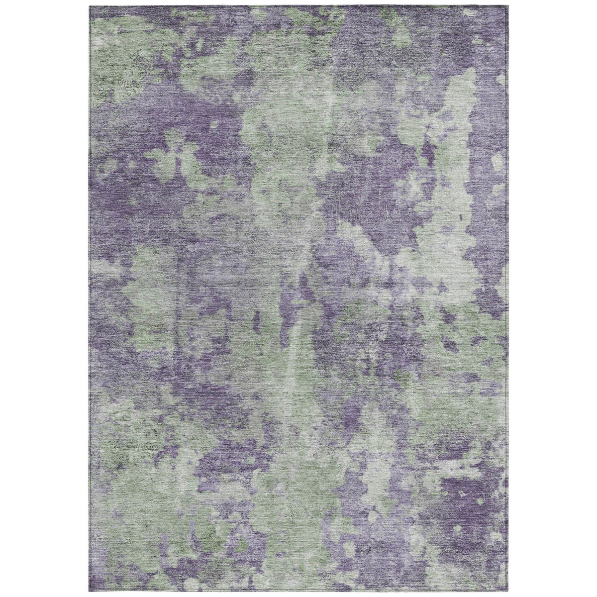 3' X 5' Purple and Green Abstract Washable Non Skid Indoor Outdoor Area Rug W2B