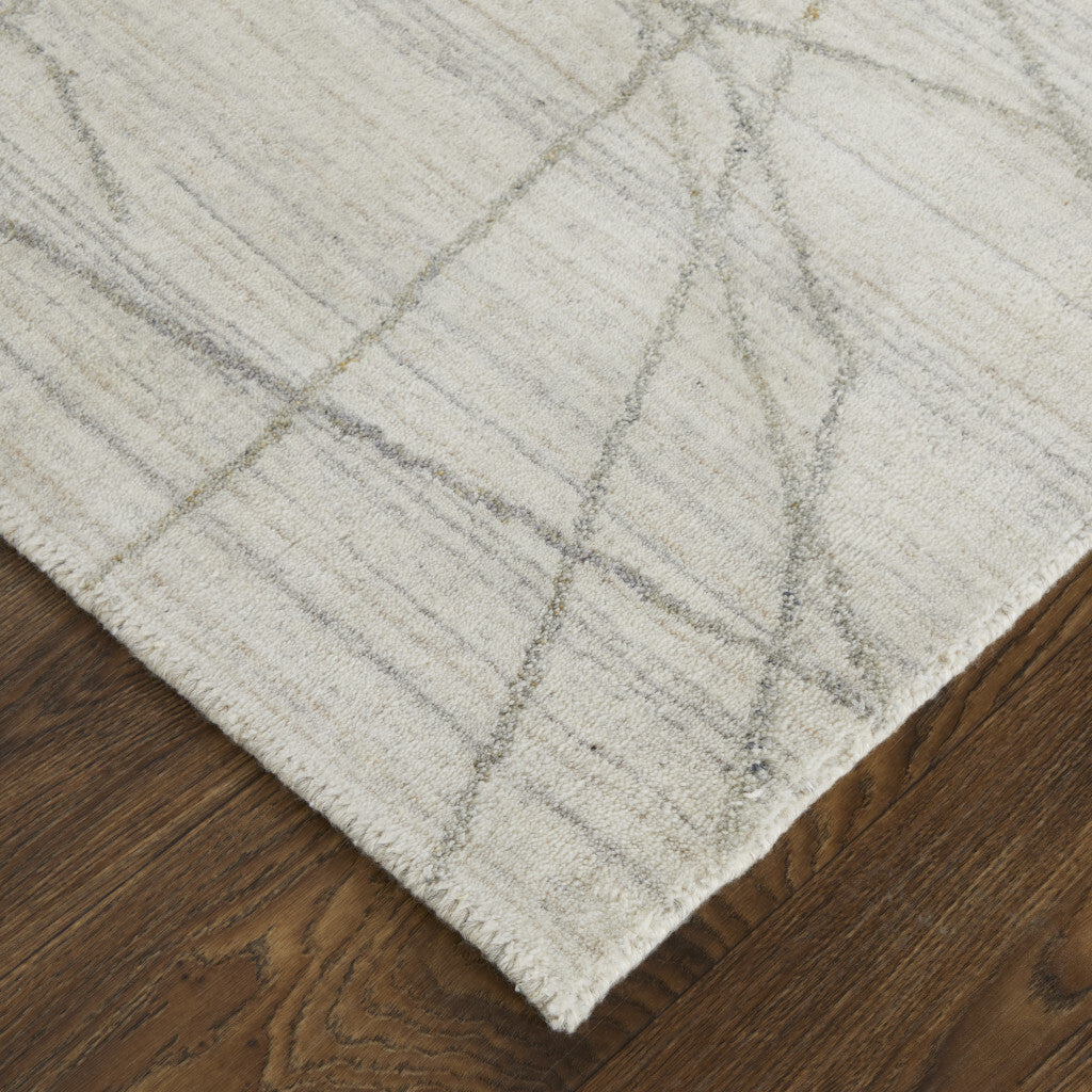 2' X 3' Gray and Ivory Abstract Hand Woven Area Rug W2B