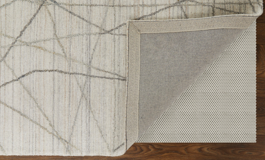 2' X 3' Gray and Ivory Abstract Hand Woven Area Rug W2B