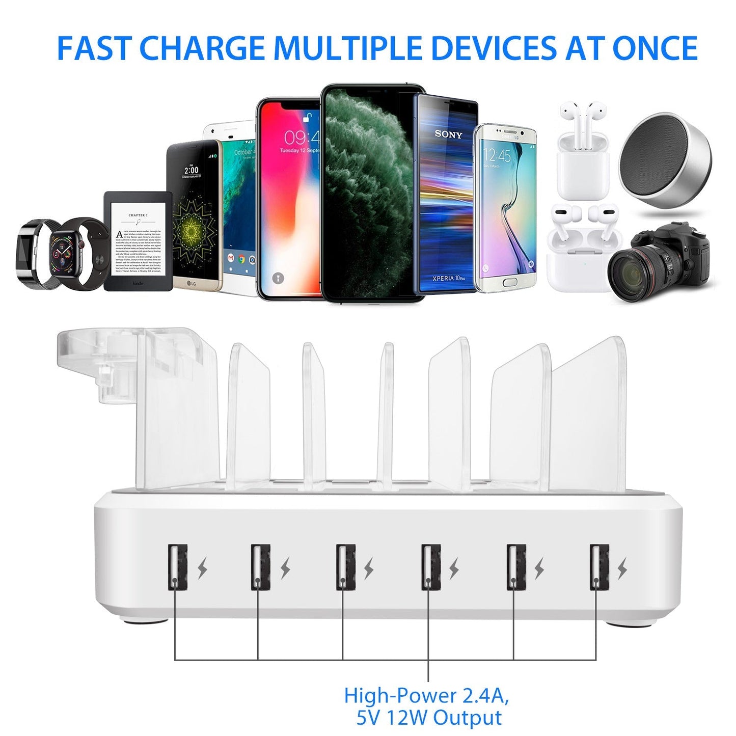 6-port 60W Charger USB Multi-port Charging Station Best YouTube Store