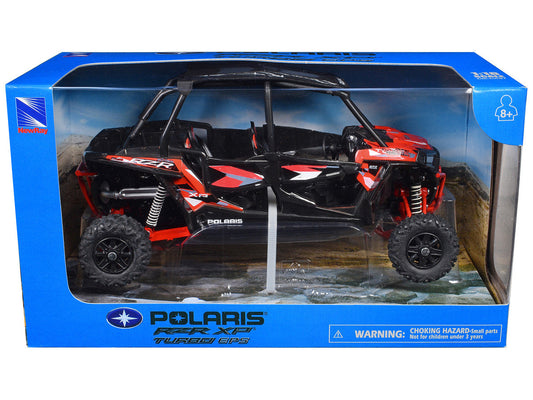 Polaris RZR XP 4 Turbo EPS Sport UTV Spectra Orange with Graphics and Black Top 1/18 Diecast Model by New Ray New Ray
