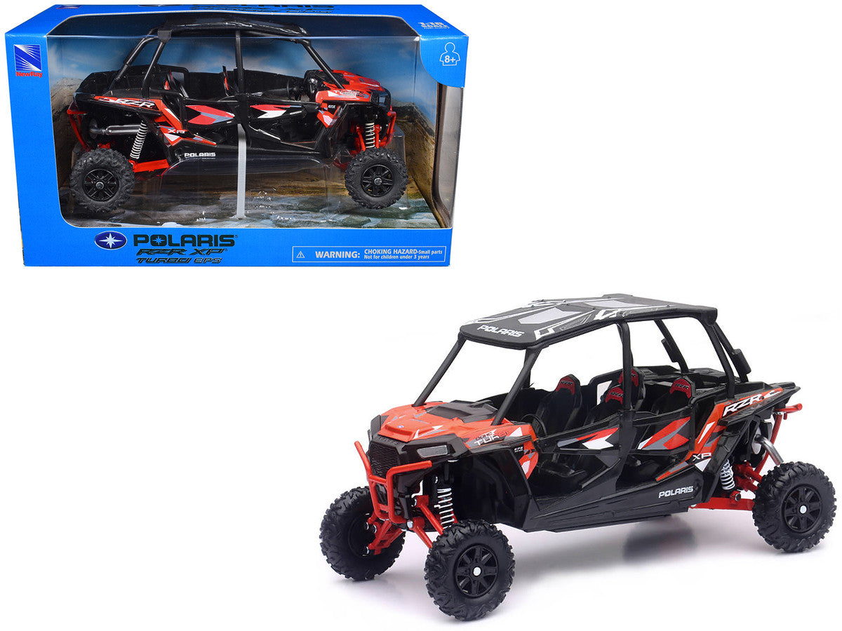 Polaris RZR XP 4 Turbo EPS Sport UTV Spectra Orange with Graphics and Black Top 1/18 Diecast Model by New Ray New Ray