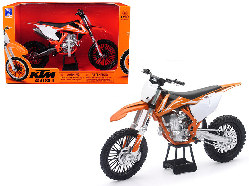 KTM 450 SX-F Dirt Bike Orange and White 1/10 Diecast Motorcycle Model by New Ray New Ray