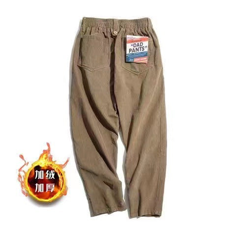 Men's Casual Khaki Corduroy Pants for Autumn/Winter Pi-Mart