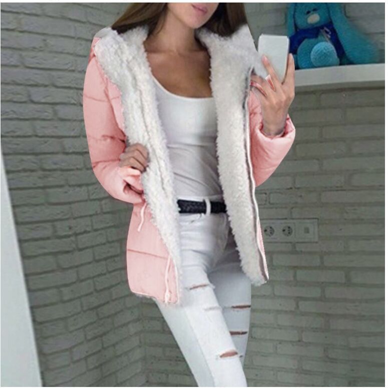 Fleece-lined Cardigan Hooded Coat Cotton-padded Jacket LadyShow.Store