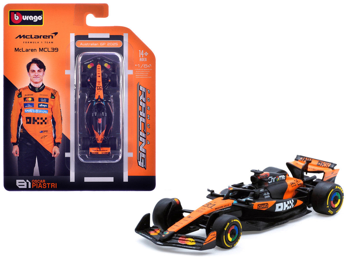 McLaren MCL39 #81 Oscar Piastri Formula One F1 "Australian GP" (2025) "Formula Racing" Series 1/64 Diecast Model Car by Bburago Bburago