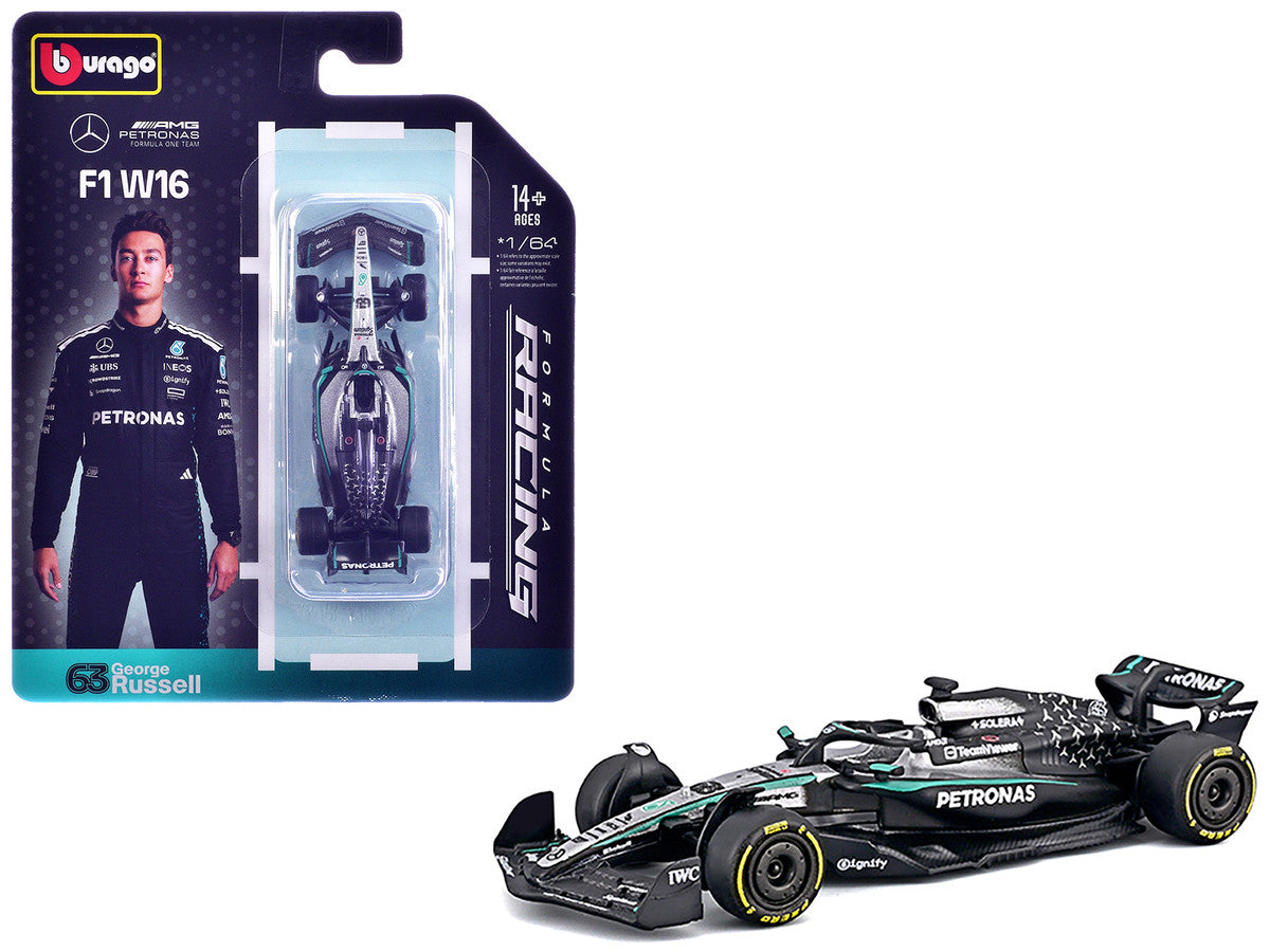 Mercedes AMG F1 W16 E Performance #63 George Russell Formula One F1 World Championship (2025) "Formula Racing" Series 1/64 Diecast Model Car by Bburago Bburago