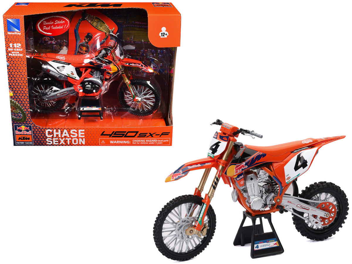 KTM 450 SX-F Motorcycle #4 Chase Sexton "Red Bull KTM Factory Racing" 1/12 Diecast Model by New Ray New Ray