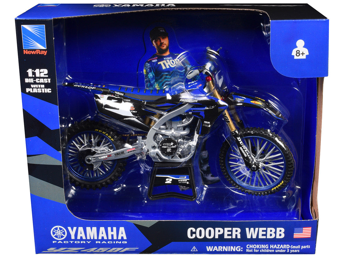 Yamaha YZ450F Motorcycle #2 Cooper Webb "Yamaha Factory Racing" 1/12 Diecast Model by New Ray New Ray