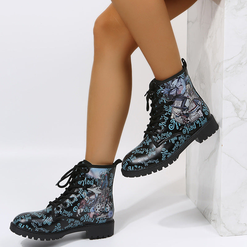 Women's Martin Boots Fashion Print Cartoon British Ins Fashion LadyShow.Store
