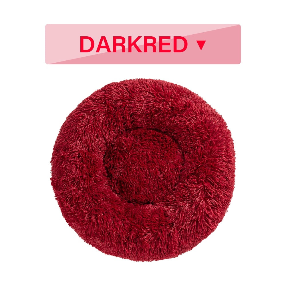 Fluffy Donut Dog Bed  Warm Soft Long Plush Pet Cushion Dog House Cat  Bed Washable Pet Sofa Mat Calming Samll Large Dog Beds LadyShow.Store