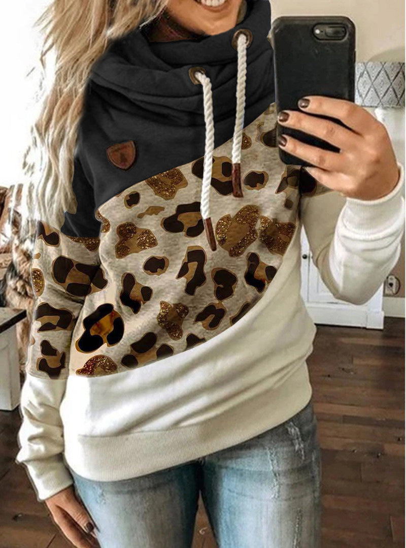Printed stitching hooded fleece loose sweatshirt Best YouTube Store