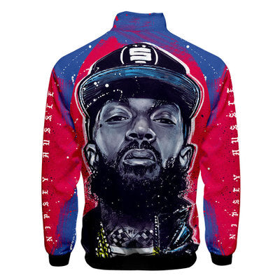 NIPSEY HUSSLE 3D digital printed stand-up collar jackets