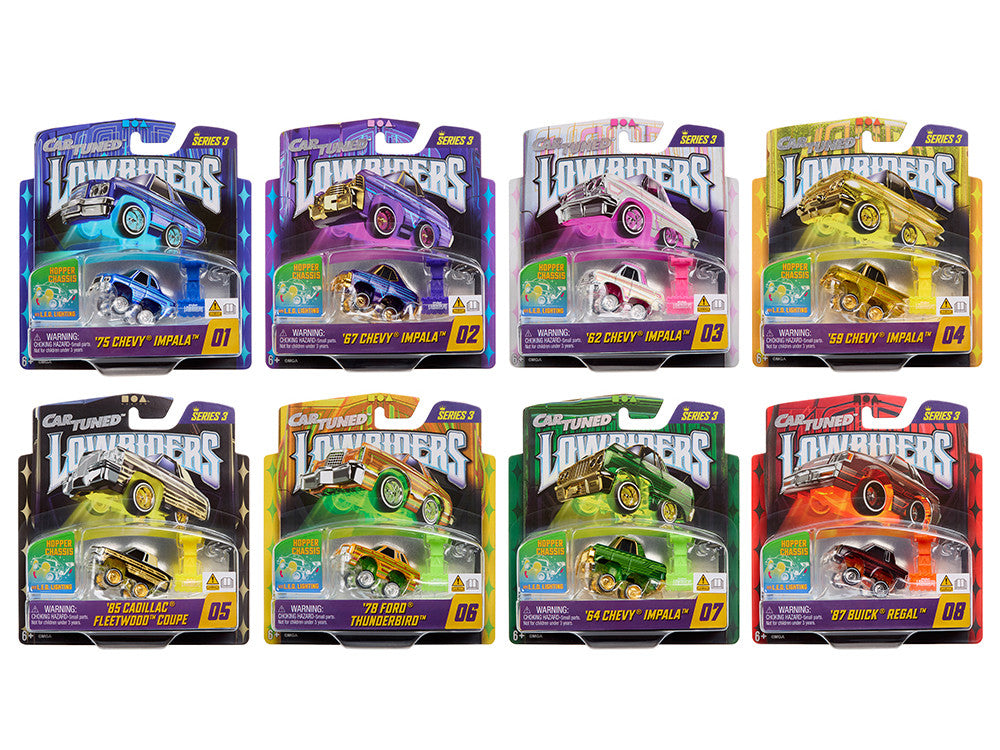 "Lowriders Show Glow" Series 3 Set of 8 Pieces Diecast Model Cars by CarTuned-0