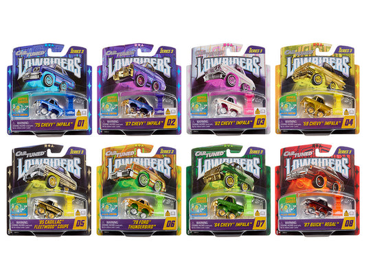 "Lowriders Show Glow" Series 3 Set of 8 Pieces Diecast Model Cars by CarTuned-0