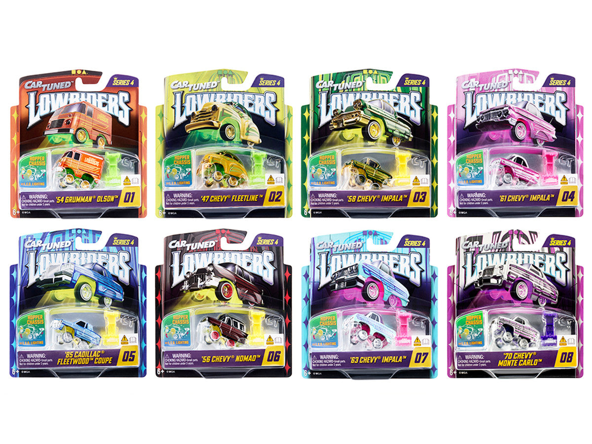"Lowriders Show Glow" Series 4 Set of 8 Pieces Diecast Model Cars by CarTuned Car Tuned