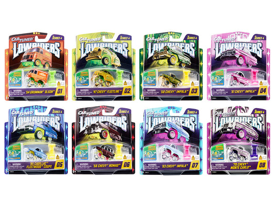 "Lowriders Show Glow" Series 4 Set of 8 Pieces Diecast Model Cars by CarTuned Car Tuned