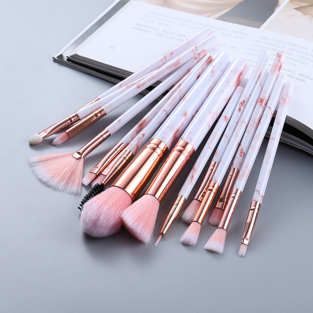 15 Marbled Design Makeup Brushes Set LadyShow.Store