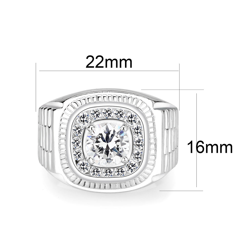 LO5S163- Sterling Silver   Ring with Clear CZ   High Polished(No Plated) Alamode