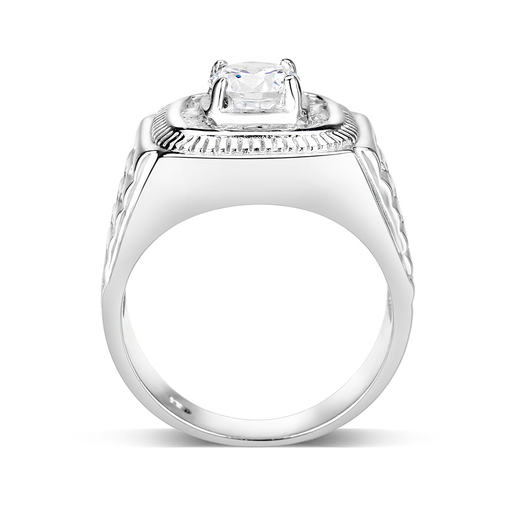 LO5S163- Sterling Silver   Ring with Clear CZ   High Polished(No Plated) Alamode
