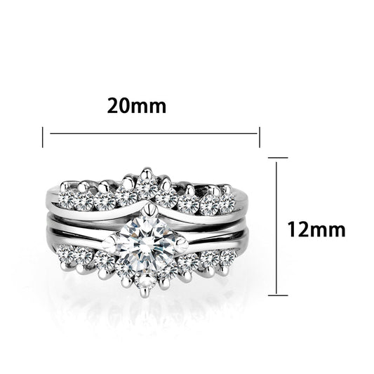 LO5S076- Sterling Silver Ring with CZ In Clear High Polished( NO Plating) Alamode