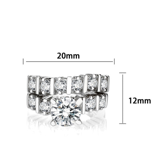 LO5W098- Rhodium Plated Brass Ring with CZ In Clear Alamode