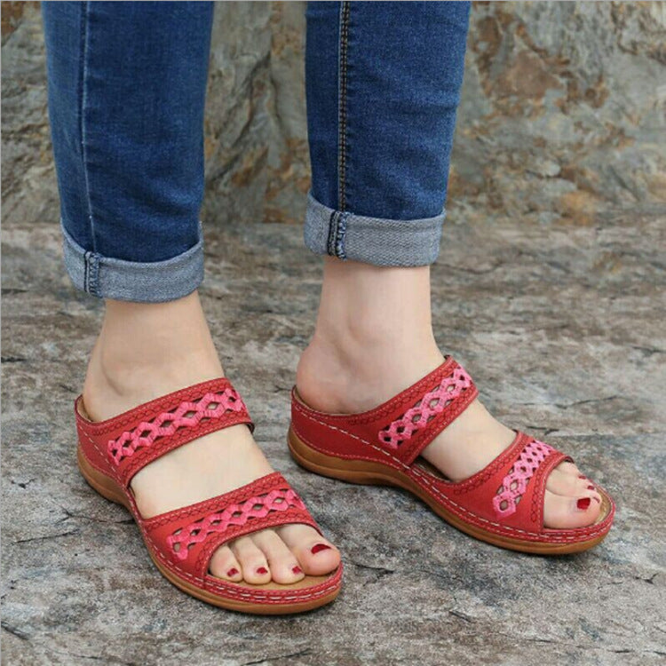 Thick Sole Retro Sewing Ethnic Style Casual Women's Slippers LadyShow.Store