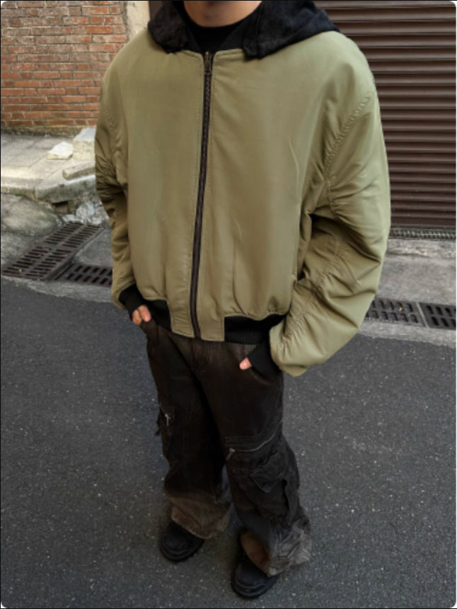 Men's Detachable Hooded Double-sided Leather Jacket LadyShow.Store