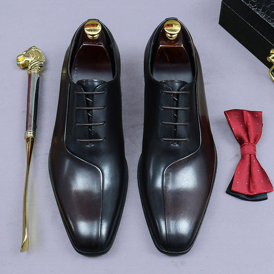 Mens Formal Leather Dress Shoes In British Style With A Color-block Design Best YouTube Store