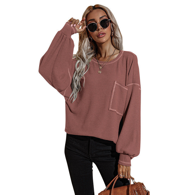 Women's Long-sleeved T-shirt Loose Long-sleeved Sweater LadyShow.Store
