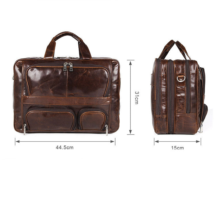 Men's Large Capacity Leather Handbag Computer Briefcase CJD