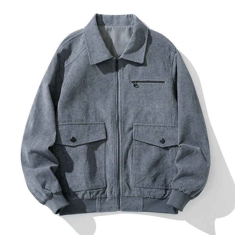 Men's Corduroy Jacket - Stylish Casual Spring/Fall Outerwear Pi-Mart