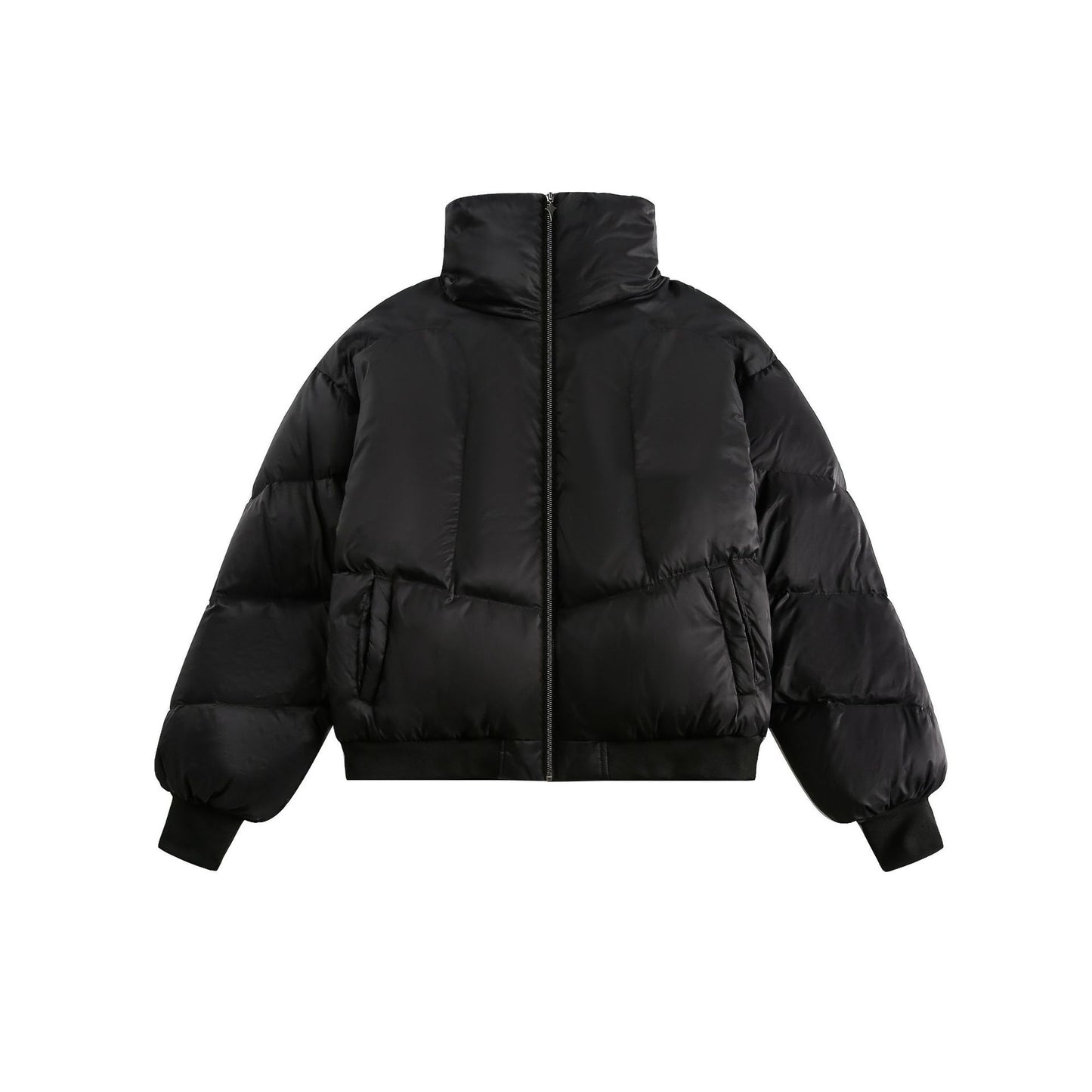 Winter New White Duck Down American Black Stand-up Collar Bread Coat Accent Plus