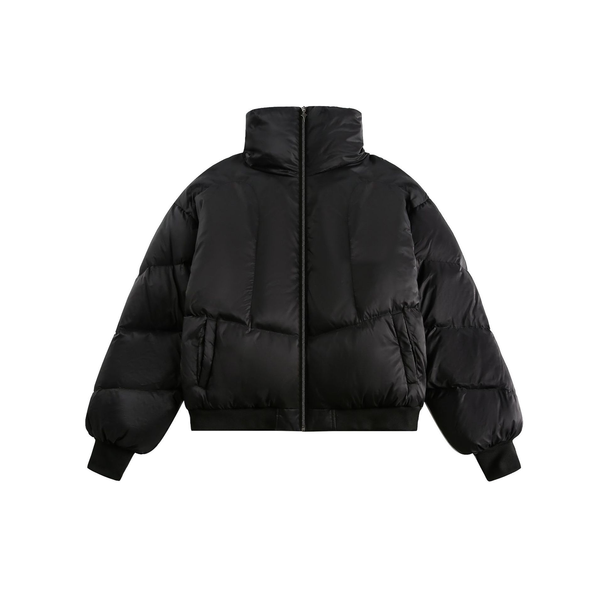 Winter New White Duck Down American Black Stand-up Collar Bread Coat Accent Plus