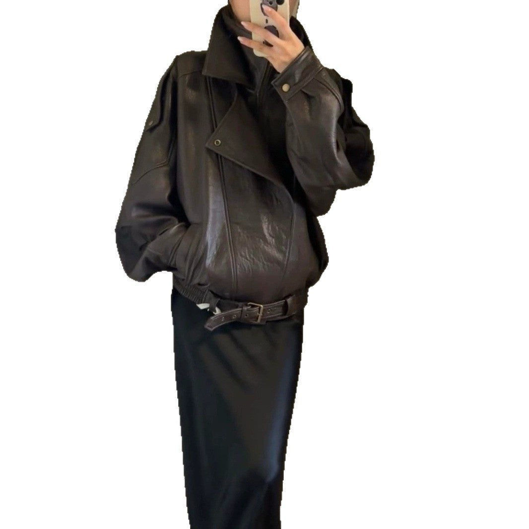 Vintage Industrial Leather Jacket With A High-end Feel LadyShow.Store