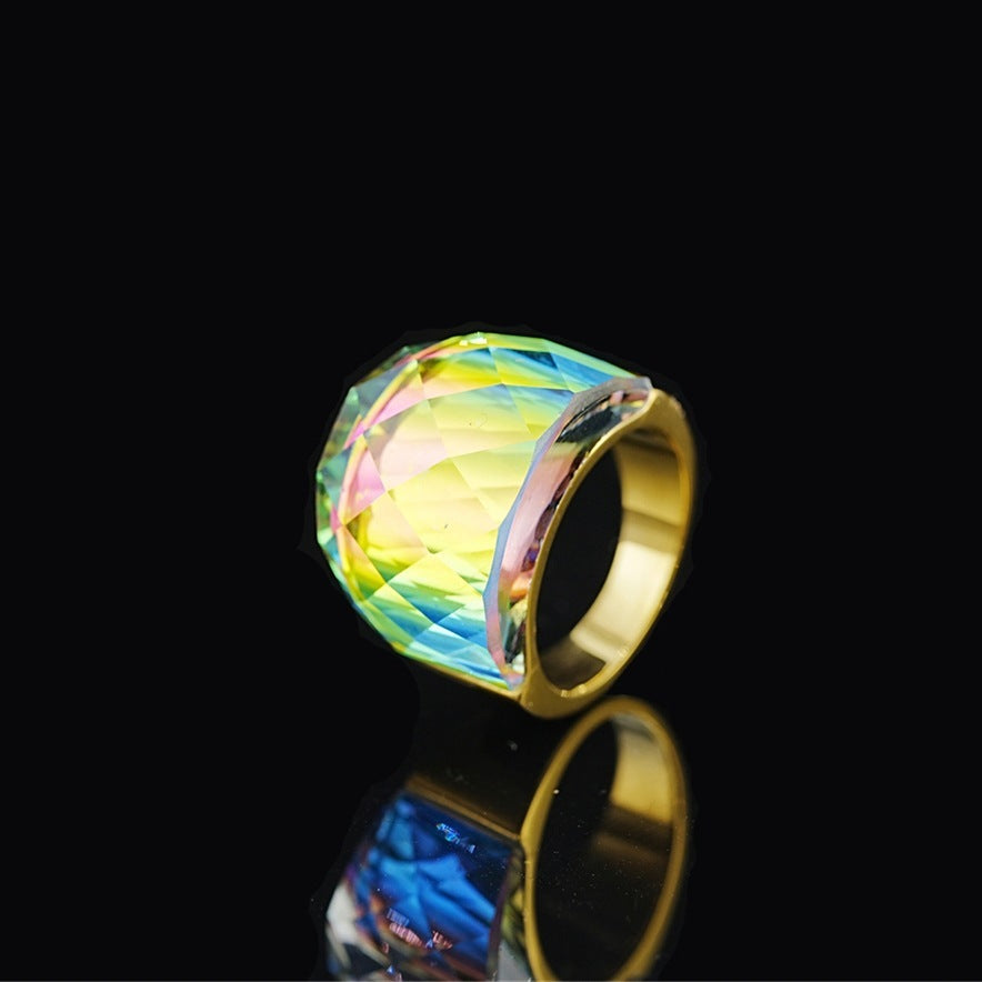 Stainless Steel Diamond-shaped Exaggerated Gemstone Ring For Men LadyShow.Store