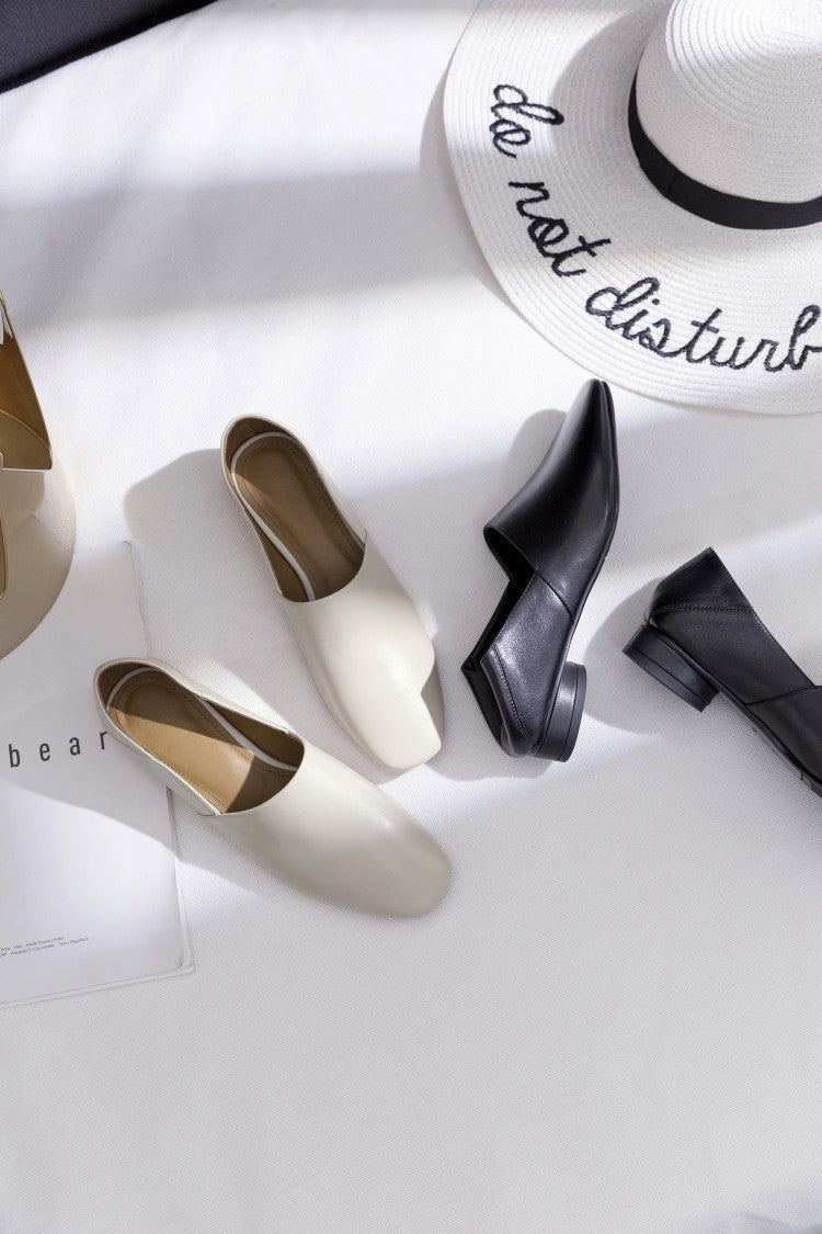 Women''s Shoes Flat Sole Square Head Deep Mouth Single Shoes LadyShow.Store