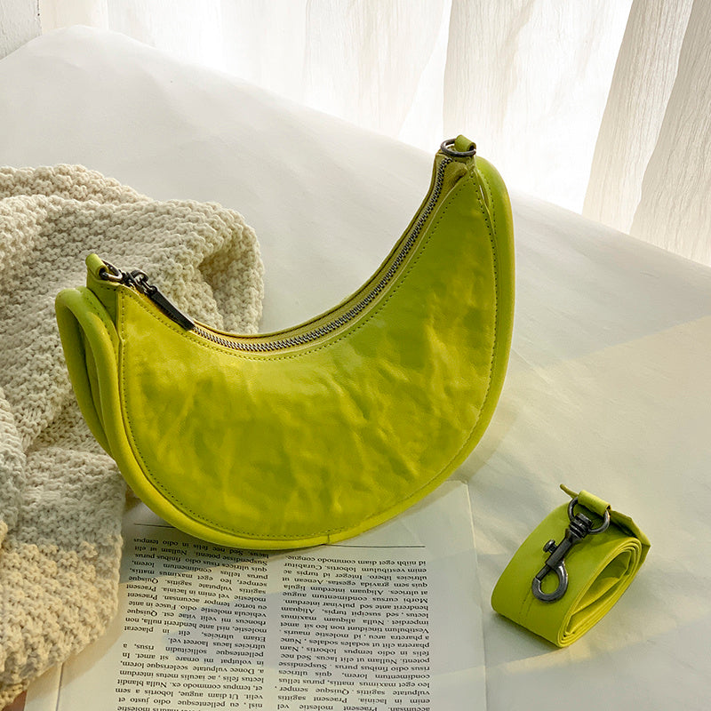 Women's Folded New Top Layer Cowhide Crossbody Dumpling Bag LadyShow.Store