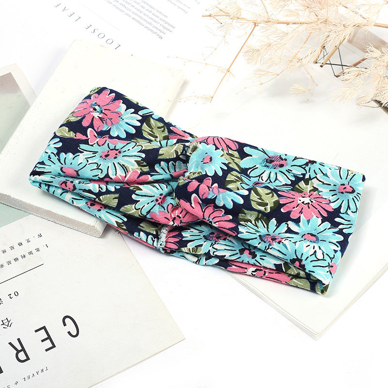 Sweat-absorbent And Anti-perspirant Bundled Headband With Wide-brimmed Print Headband LadyShow.Store