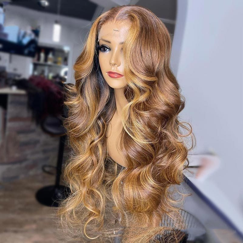 Honey Blonde Body Wave Lace Front Pre Plucked Highlight Wig CJD