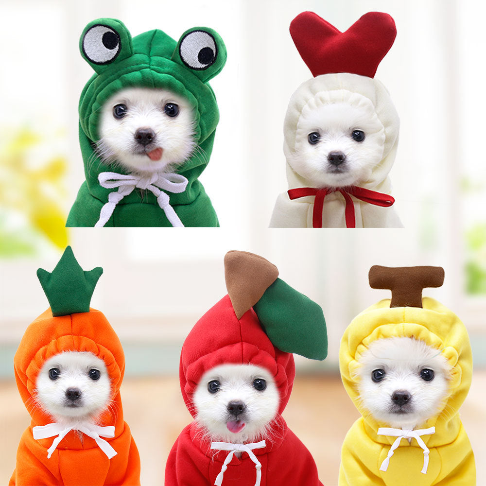 Cute Fruit Dog Clothes For Small Dogs Hoodies Winter Warm Fleece Pet Clothing Puppy Cat Costume Coat For French Chihuahua Outfit LadyShow.Store