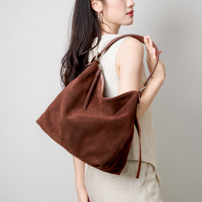 High-end Casual Underarm Tote Bag Made From Top-layer Cowhide Accent Plus