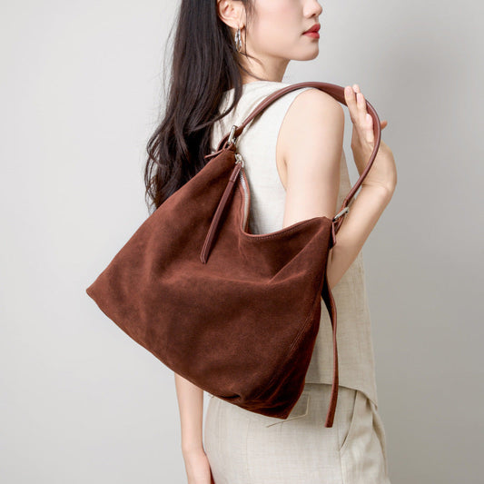 High-end Casual Underarm Tote Bag Made From Top-layer Cowhide Accent Plus